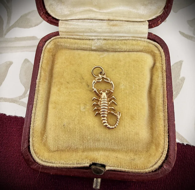 Vintage 9ct Gold Scorpion Charm, Birmingham 1970