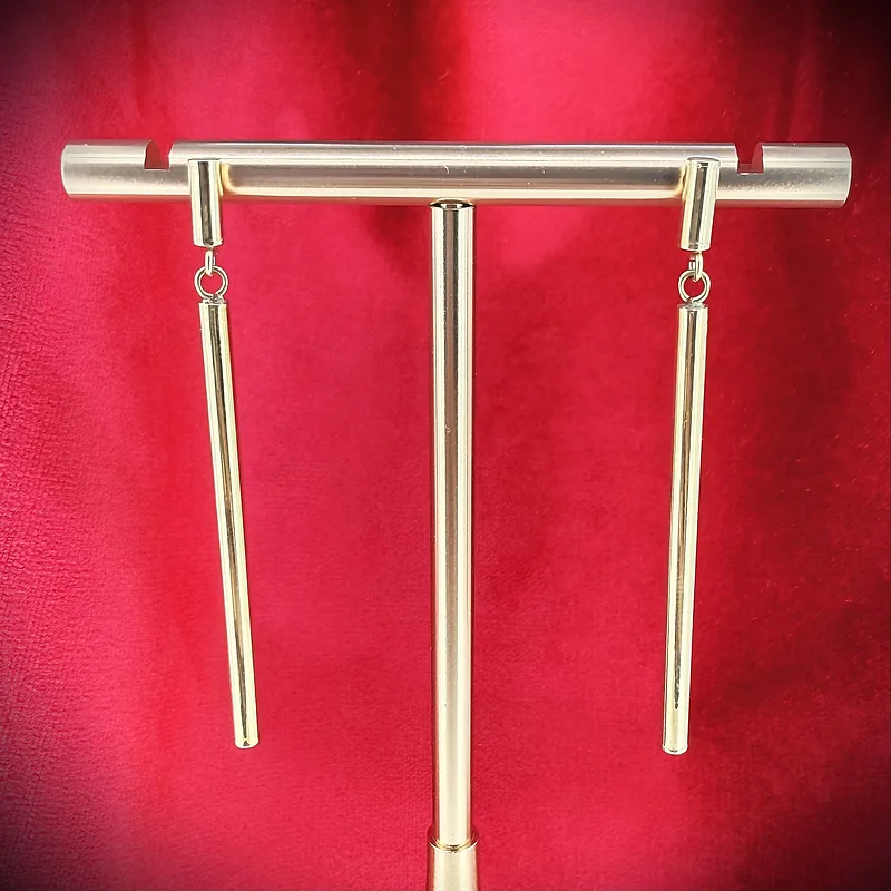 9ct Yellow Gold Bar Drop Earrings