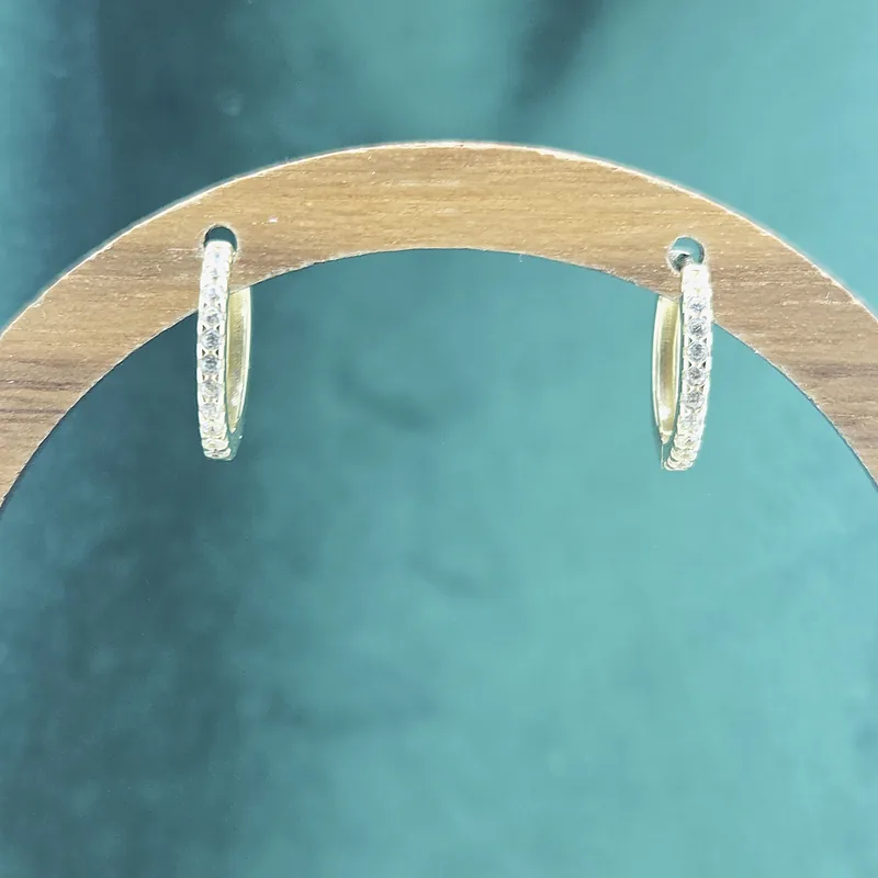 9ct Yellow Gold CZ Huggie Hoop Earrings — image 2