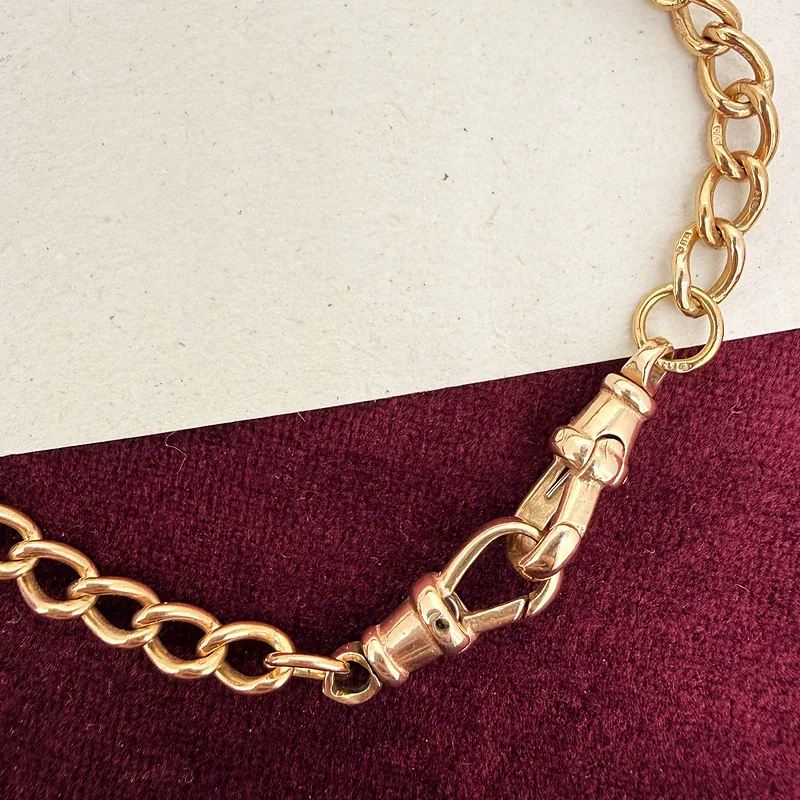 9ct Rose Gold Curb Link Albert Chain Necklace — image 6