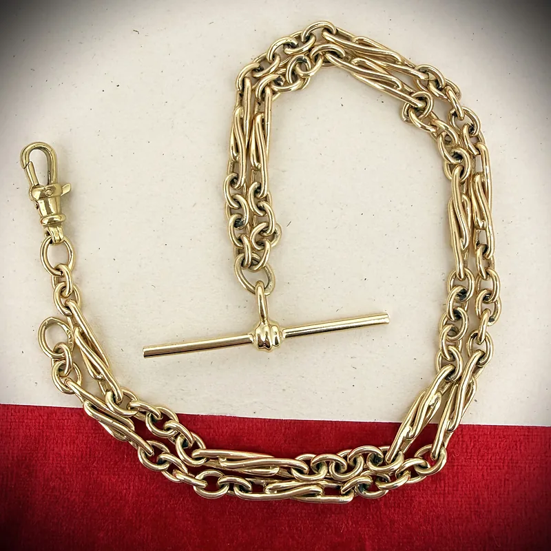 9ct Yellow Gold Fancy Trombone Albert Chain
