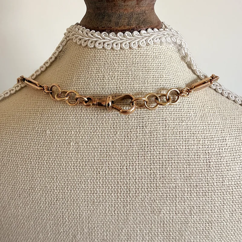 9ct Yellow Gold Trombone Link Albert Chain — image 11