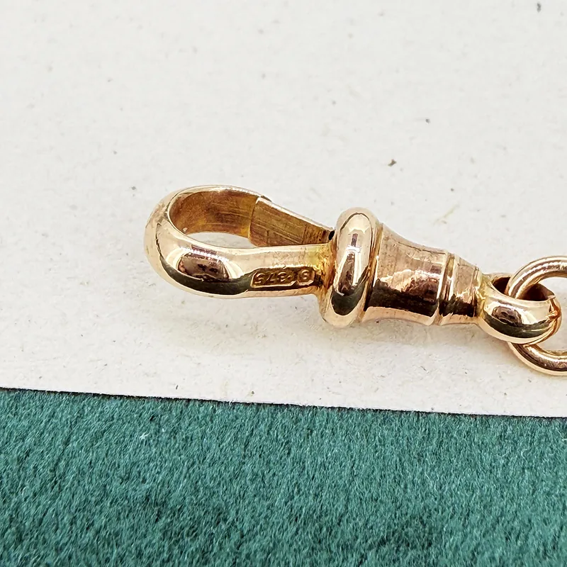 9ct Yellow Gold Trombone Link Albert Chain — image 8