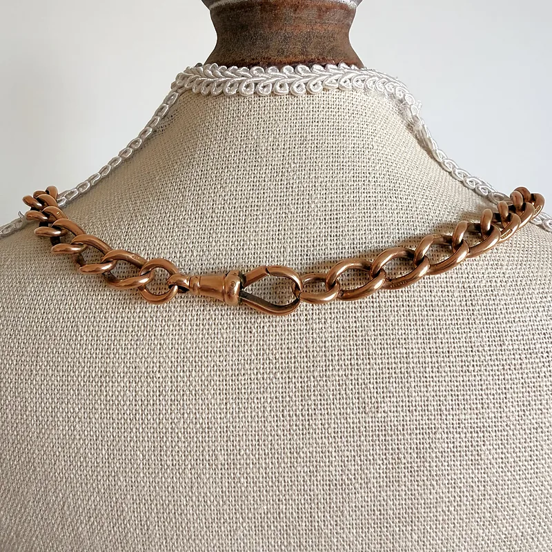 Antique 15ct Yellow Gold Albert Chain with T-bar — image 12
