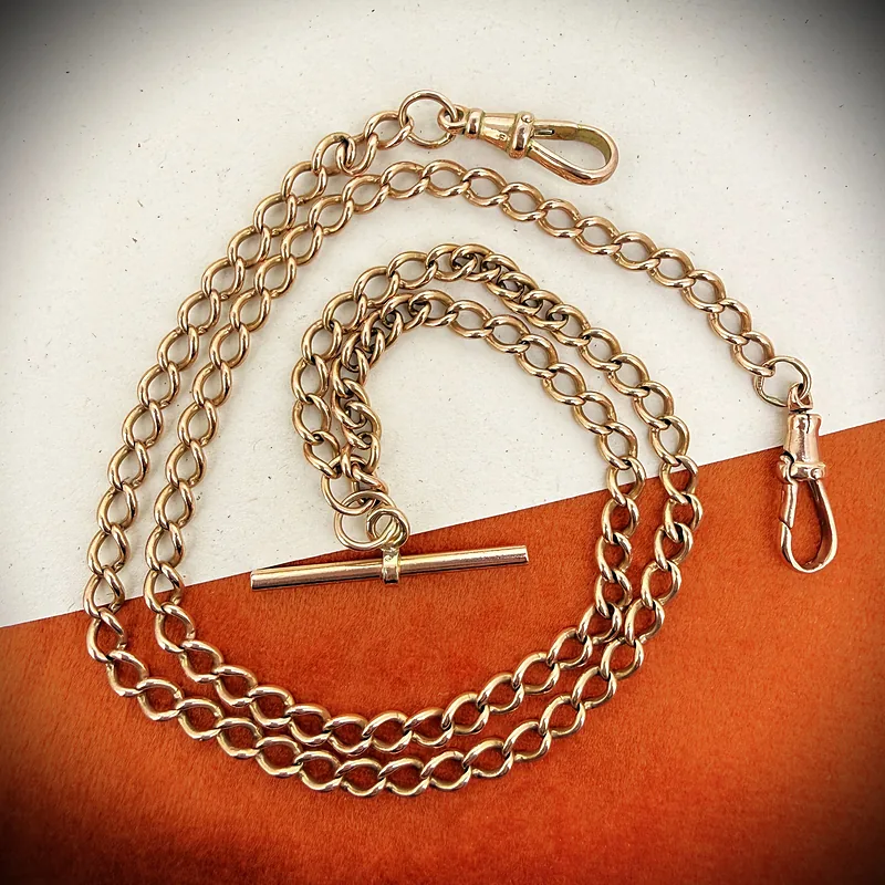 Antique 9ct Rose Gold Albert Chain, Birmingham 1941