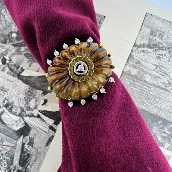 14ct Tigers Eye &amp; Diamond Dress Ring — image 2