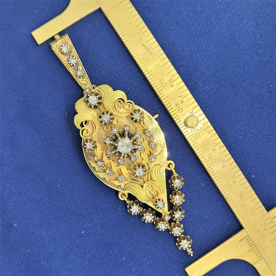 Exquisite Antique Gold &amp; Diamond Pendant/Brooch — image 2