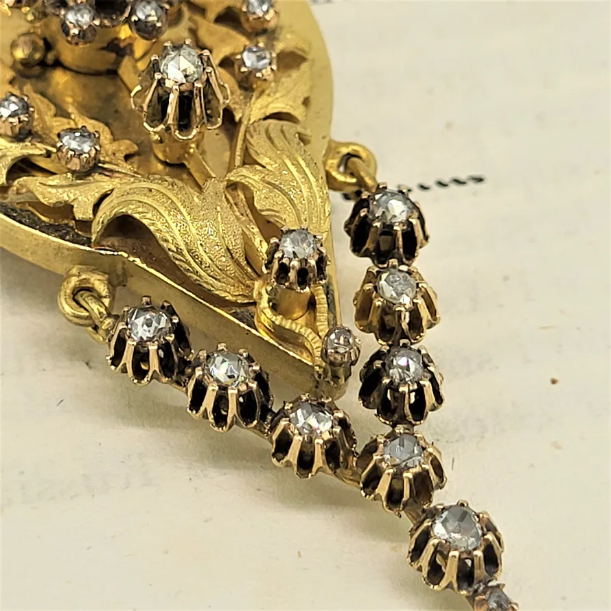 Exquisite Antique Gold &amp; Diamond Pendant/Brooch — image 5