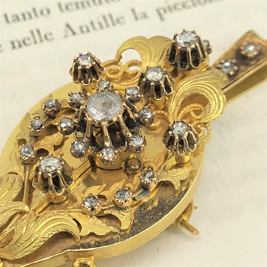 Exquisite Antique Gold &amp; Diamond Pendant/Brooch — image 6