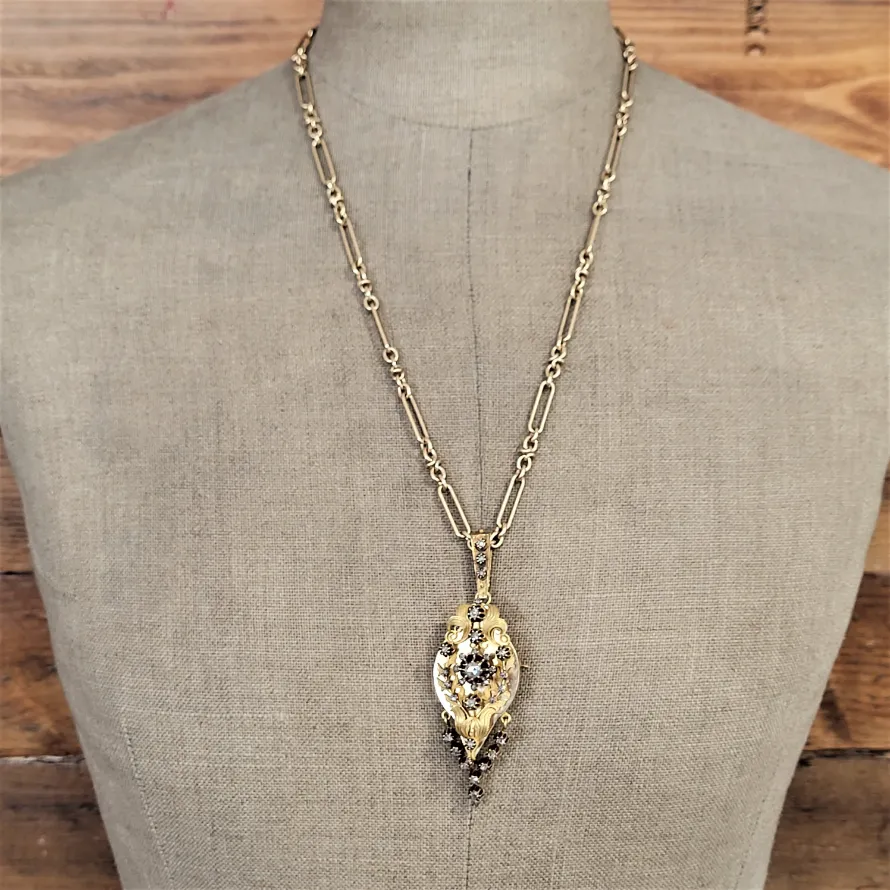 Exquisite Antique Gold &amp; Diamond Pendant/Brooch — image 8