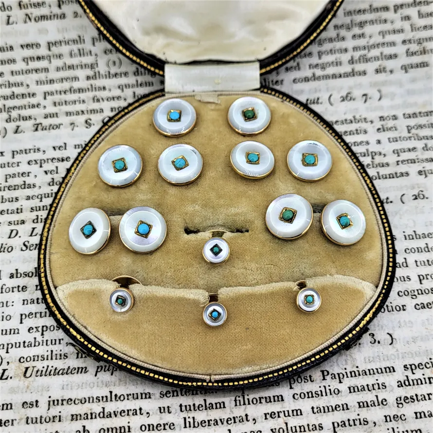 Harvey &amp; Gore Cufflink &amp; Stud Set - Onyx &amp; Turquoise — image 2