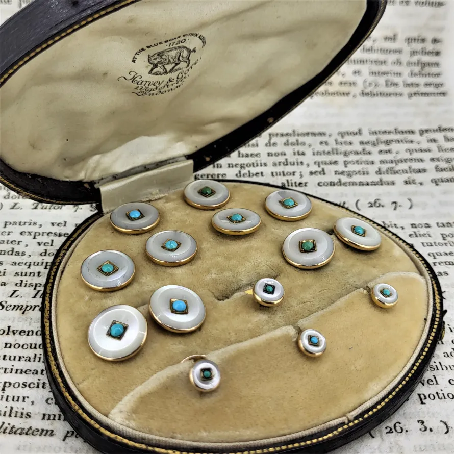 Harvey &amp; Gore Cufflink &amp; Stud Set - Onyx &amp; Turquoise — image 3