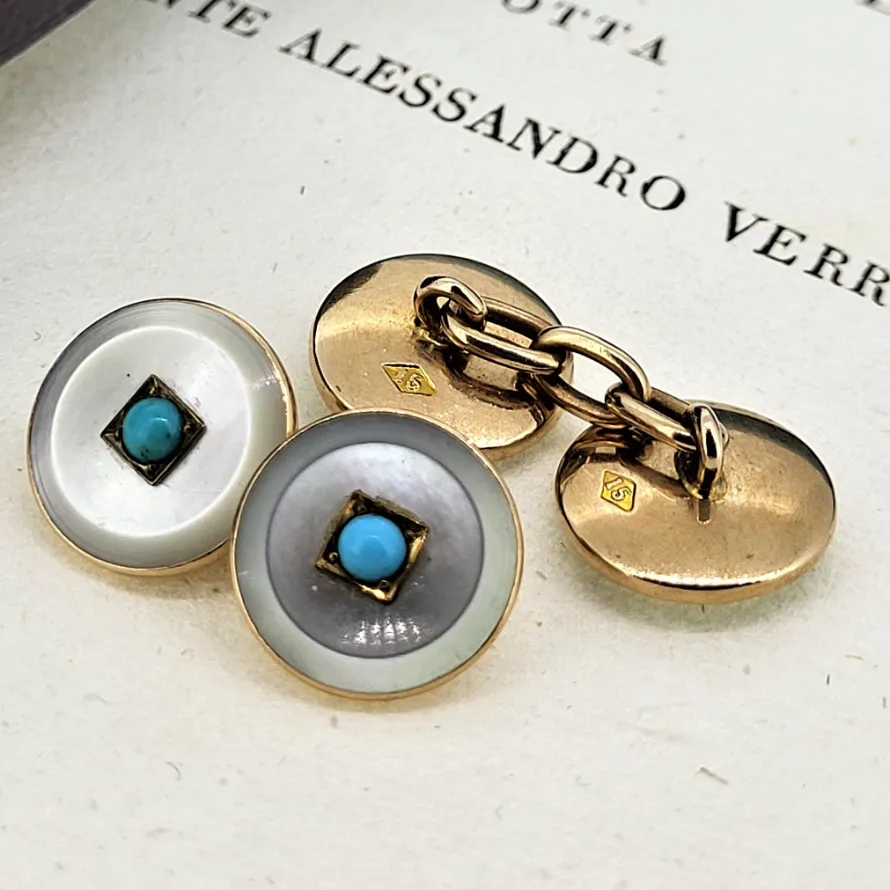 Harvey &amp; Gore Cufflink &amp; Stud Set - Onyx &amp; Turquoise — image 4