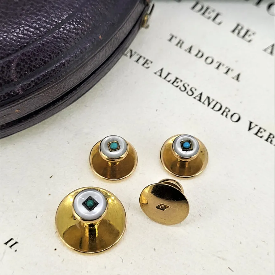 Harvey &amp; Gore Cufflink &amp; Stud Set - Onyx &amp; Turquoise — image 5