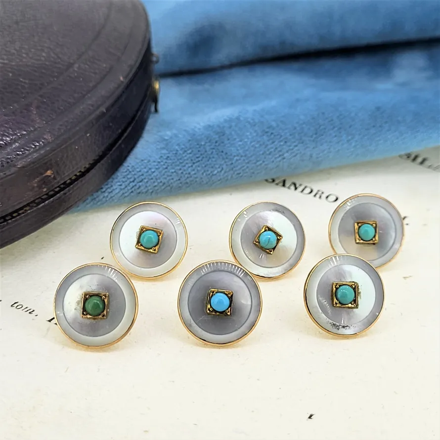 Harvey &amp; Gore Cufflink &amp; Stud Set - Onyx &amp; Turquoise — image 6