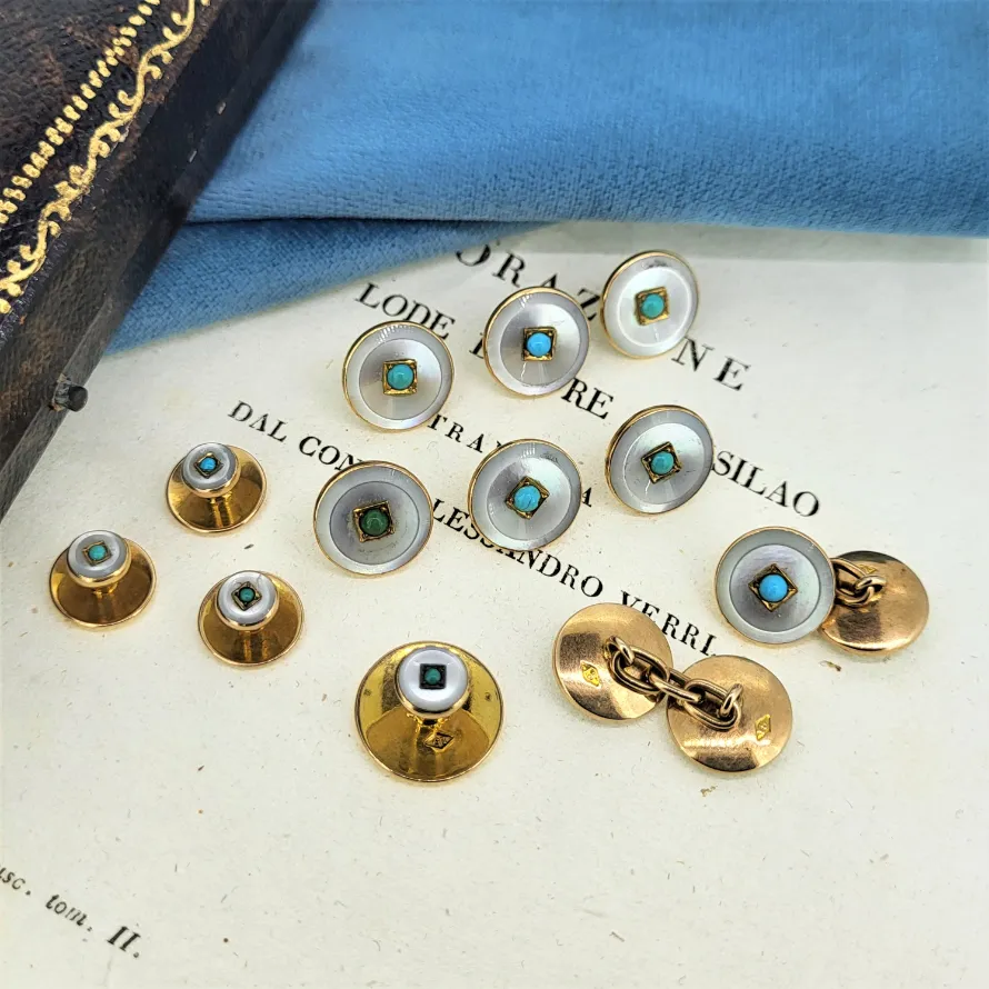 Harvey &amp; Gore Cufflink &amp; Stud Set - Onyx &amp; Turquoise — image 7