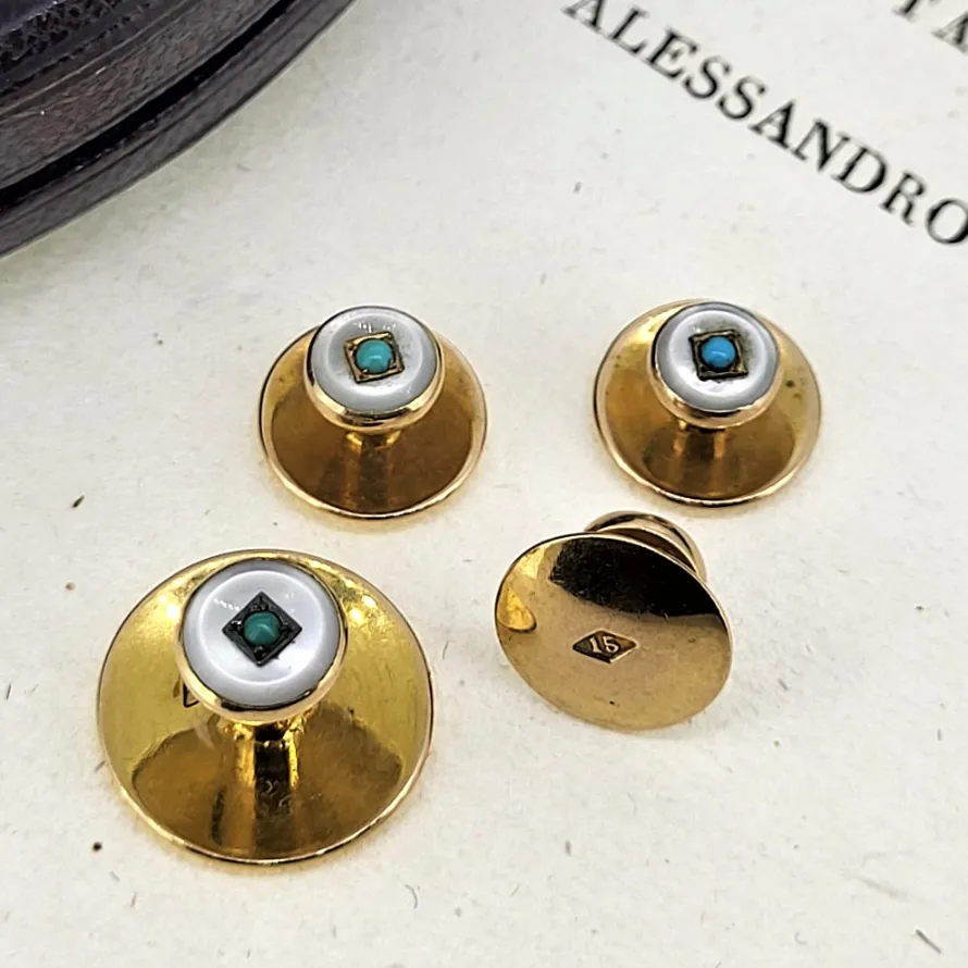 Harvey &amp; Gore Cufflink &amp; Stud Set - Onyx &amp; Turquoise — image 9
