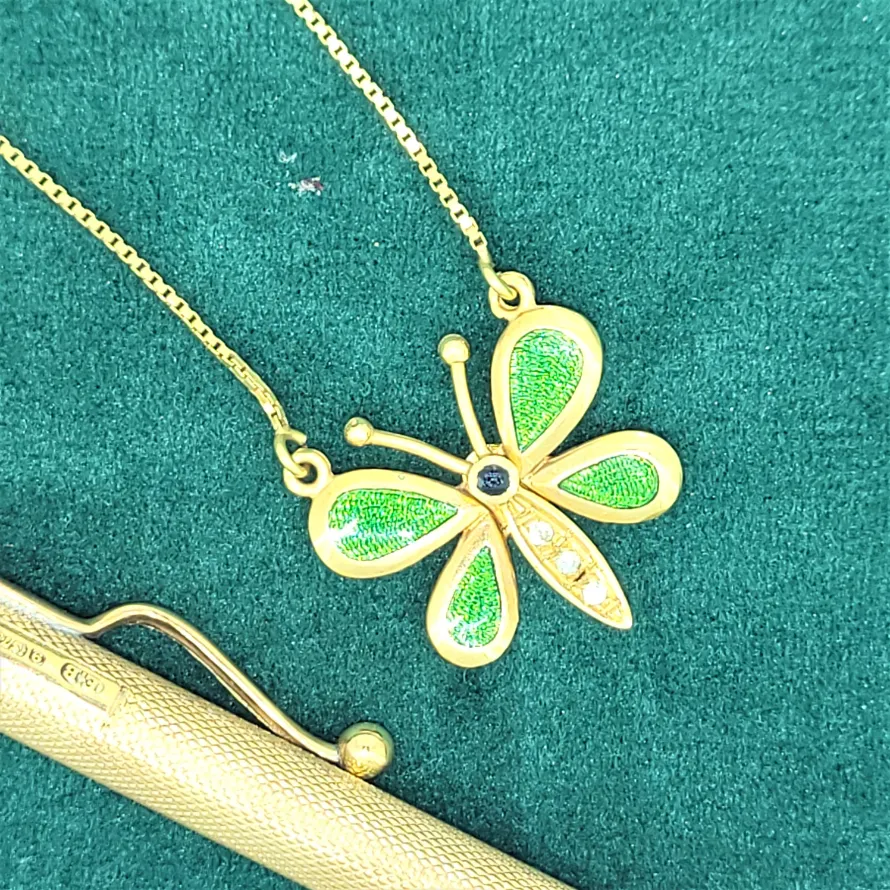 Enamel &amp; Diamond Butterfly Necklace — image 2