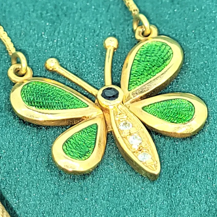 Enamel &amp; Diamond Butterfly Necklace — image 4