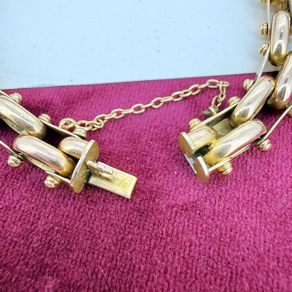 Antique 15ct Yellow Gold Articulated Bar Link Bracelet — image 7