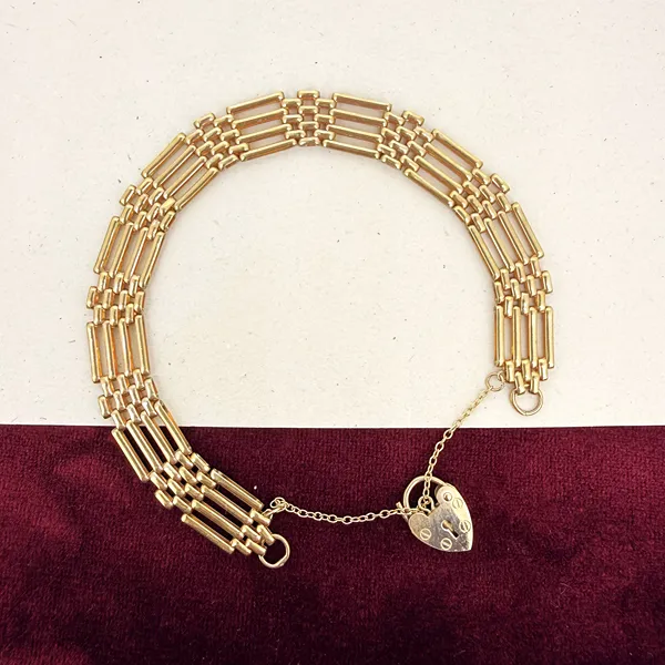 London 1990! 9ct Yellow Gold Gate Bracelet — image 3