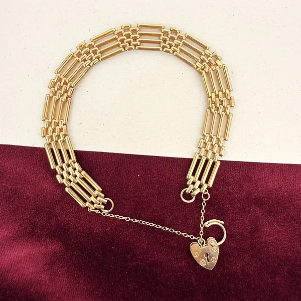 London 1990! 9ct Yellow Gold Gate Bracelet — image 4