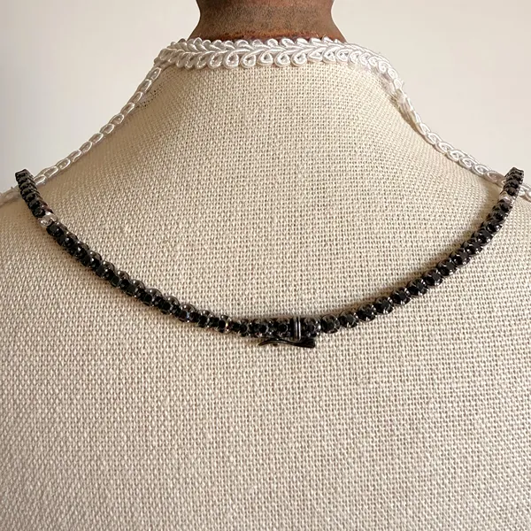 18ct Gold Black and White Diamond Tennis Necklace 8.12cts — image 14