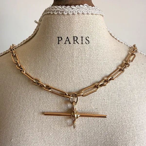 9ct Yellow Gold Trombone Albert Chain, Birmingham 1992 — image 11
