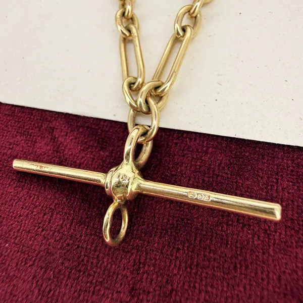 9ct Yellow Gold Trombone Albert Chain, Birmingham 1992 — image 5