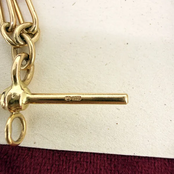 9ct Yellow Gold Trombone Albert Chain, Birmingham 1992 — image 6