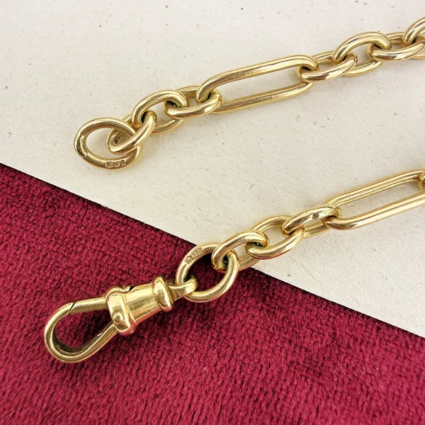 9ct Yellow Gold Trombone Albert Chain, Birmingham 1992 — image 9