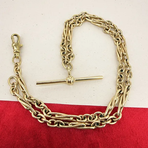 9ct Yellow Gold Fancy Trombone  Albert Chain — image 3
