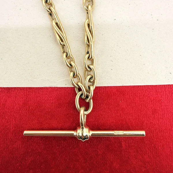 9ct Yellow Gold Fancy Trombone  Albert Chain — image 4