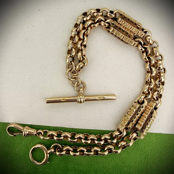 Antique 9ct Gold Fancy Belcher Albert Chain