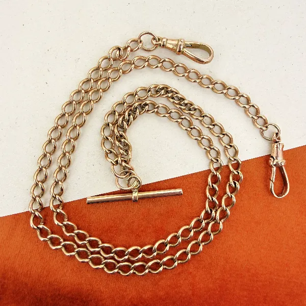 Birmingham 1941! Antique 9ct Rose Gold Albert Chain — image 2