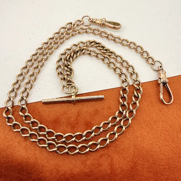 Birmingham 1941! Antique 9ct Rose Gold Albert Chain — image 3