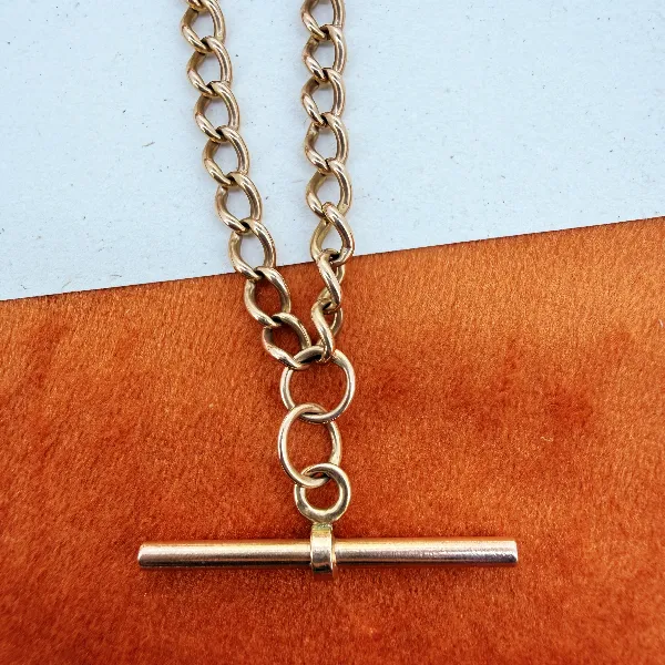 Birmingham 1941! Antique 9ct Rose Gold Albert Chain — image 4