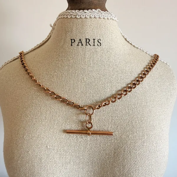 Birmingham 1941! Antique 9ct Rose Gold Albert Chain — image 8