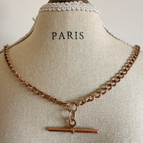 Birmingham 1941! Antique 9ct Rose Gold Albert Chain — image 9