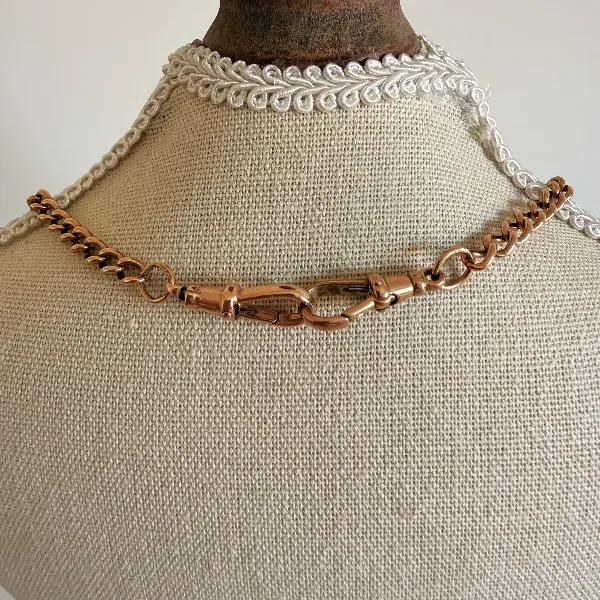 Birmingham 1941! Antique 9ct Rose Gold Albert Chain — image 10