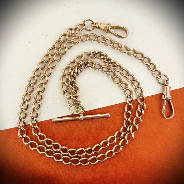 Birmingham 1941! Antique 9ct Rose Gold Albert Chain