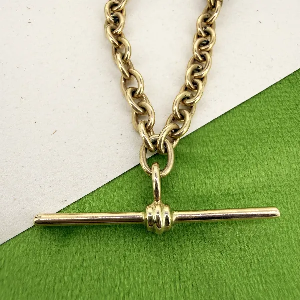 Birmingham 1993! 9ct Yellow Gold Fancy Rolo Albert Chain — image 3