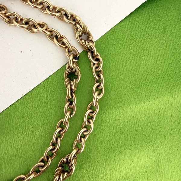 Birmingham 1993! 9ct Yellow Gold Fancy Rolo Albert Chain — image 4