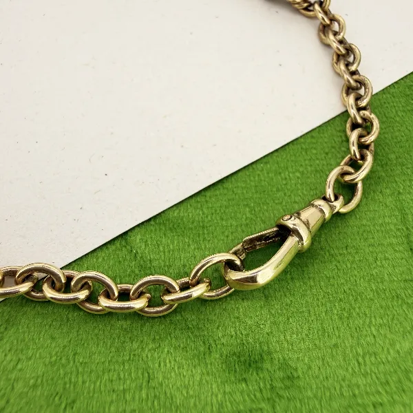 Birmingham 1993! 9ct Yellow Gold Fancy Rolo Albert Chain — image 5