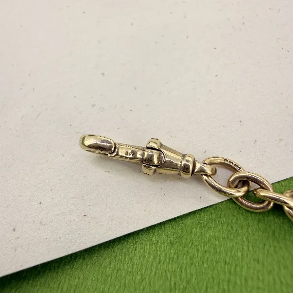 Birmingham 1993! 9ct Yellow Gold Fancy Rolo Albert Chain — image 6