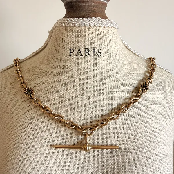 Birmingham 1993! 9ct Yellow Gold Fancy Rolo Albert Chain — image 7