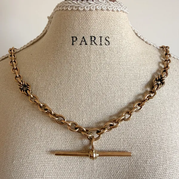 Birmingham 1993! 9ct Yellow Gold Fancy Rolo Albert Chain — image 8