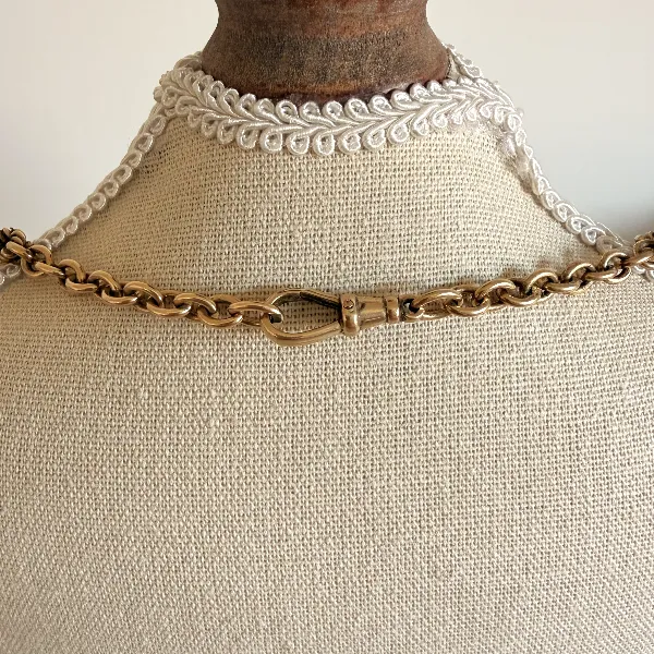 Birmingham 1993! 9ct Yellow Gold Fancy Rolo Albert Chain — image 9