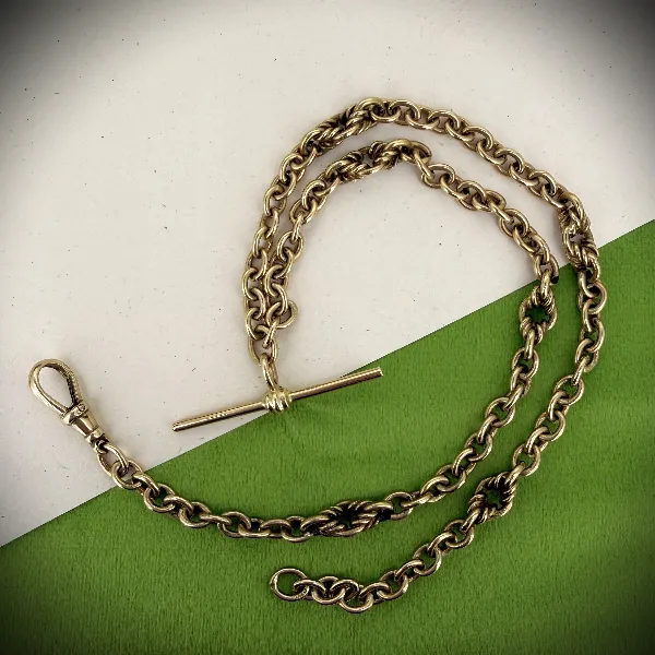Birmingham 1993! 9ct Yellow Gold Fancy Rolo Albert Chain