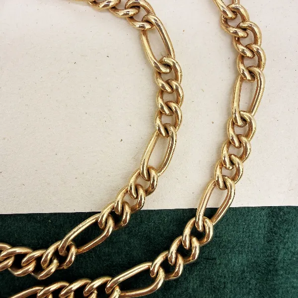 Birmingham 1993! 9ct Yellow Gold Figaro Link Albert Chain — image 5